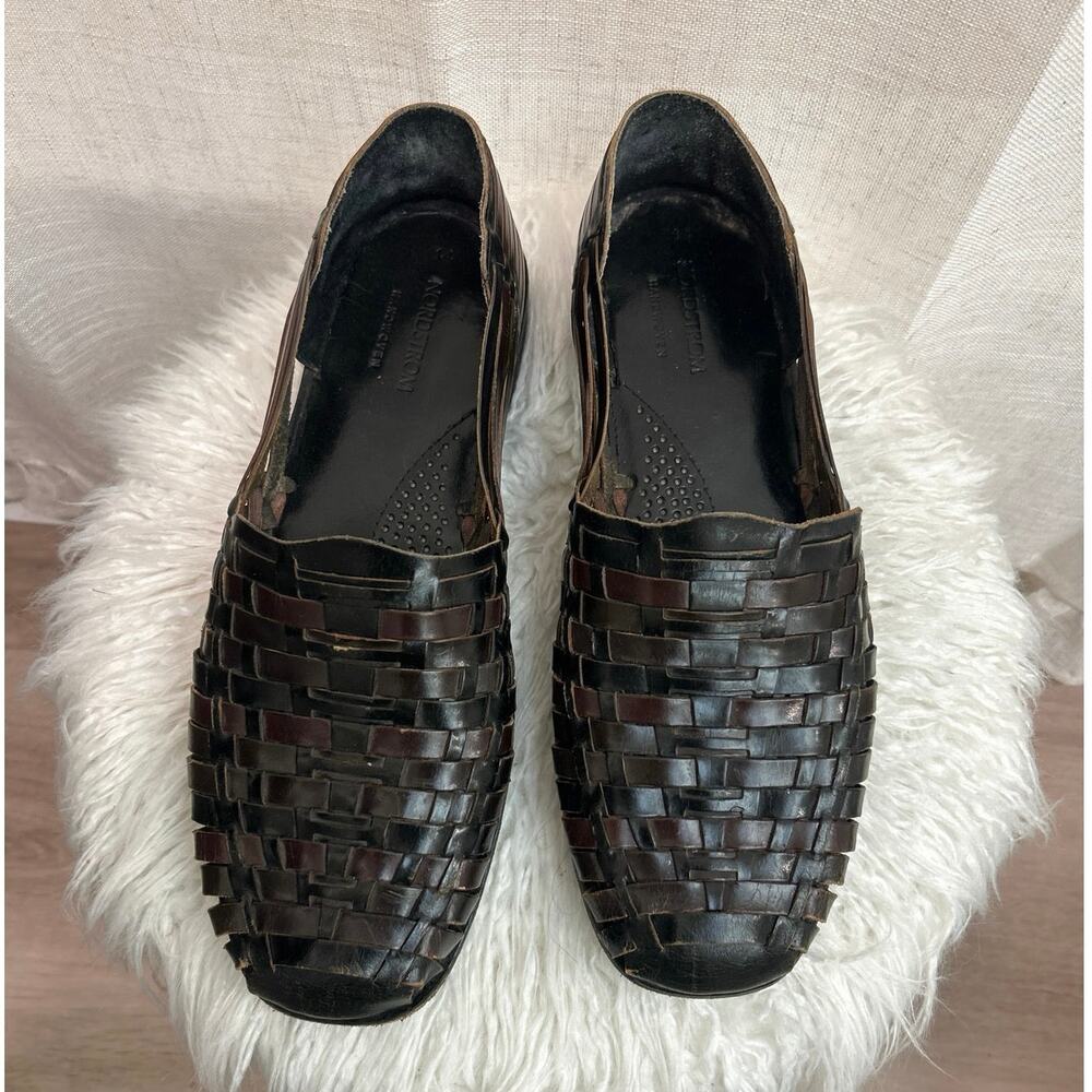 Nordstrom Men's Woven Slip-on Shoes sz 14, Blk/Dark Brn Casual Upper Leather